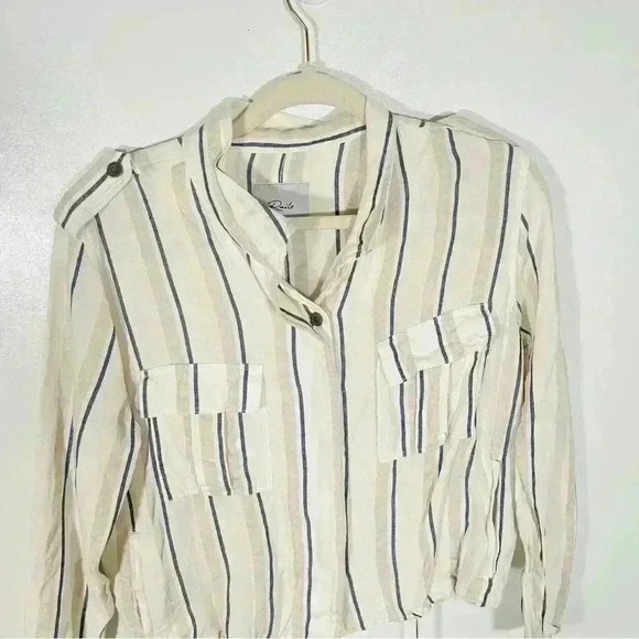 NEW Rails Rowen Linen Jacket Coco Stripe - Picture 3 of 10